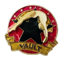 NEW Crown GLITTER Gymnastics Lapel Pin VAULT Pink