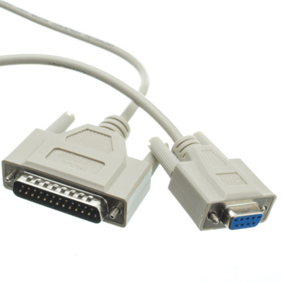 DB9 (9-Pin) Female to DB25 (25-Pin) Male Serial Null Modem Cable 6Ft - 25Ft