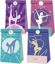 12 Pack Gymnastics Party Candy Favor Bags with Stickers, Recyclable Gymnastics
