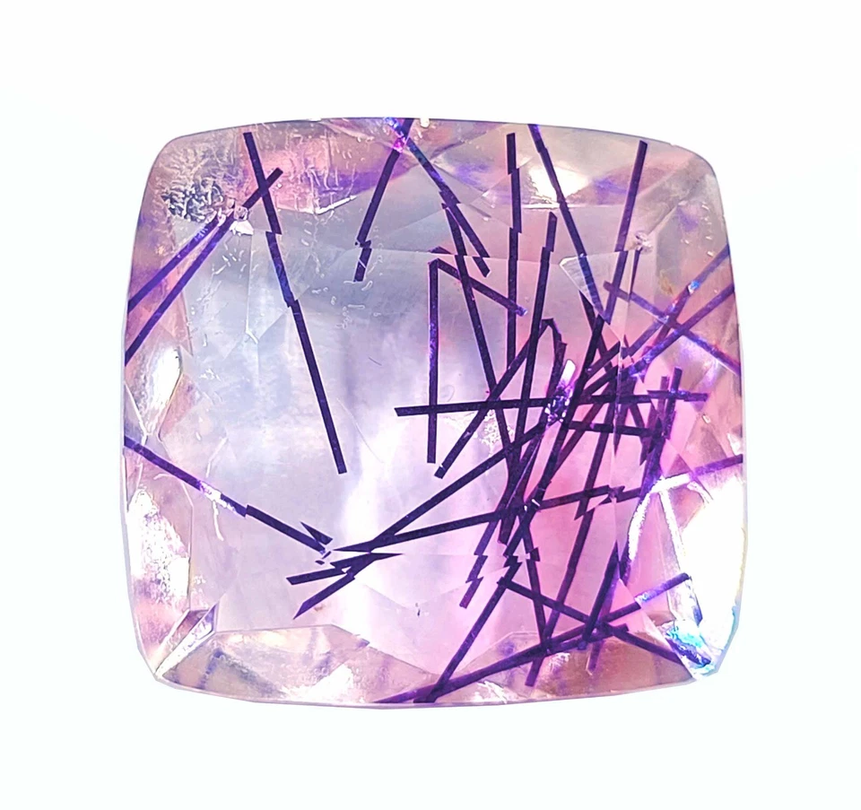 69 Ct Natural Cushion Cut Certified Bi-Color Rutilated Quartz Loose Gemstone KKN - Image 2 of 4