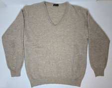 Roberto Collina Cashmere Jumper Men's M Beige Soft Ribbed Hem READ Neutral