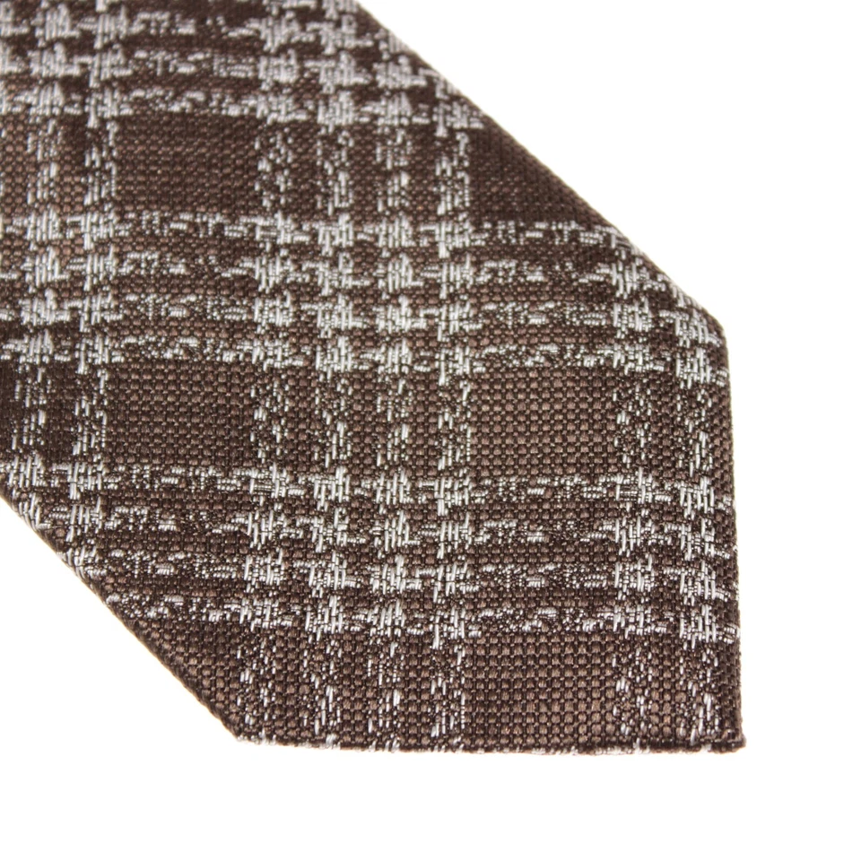 Tom Ford новый с Ярлыками галстук в коричневый и белый чек клетку 100% шелк сделано в Италии - Изображение 2 из 4