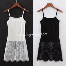 Womens Ladies Floral Lace Eyelash Trim Cami Tank Top Camisole Shirt Extender 2XL