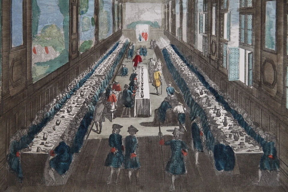 XVIIIe Gravure 48x61 CHEREAU Vue Refectoire l'Hotel Royal des Invallides Paris  - Photo 2/4