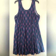 TORRID Women's Blue/Red Open Back Fit and Flare Mini Dress - Size 2X