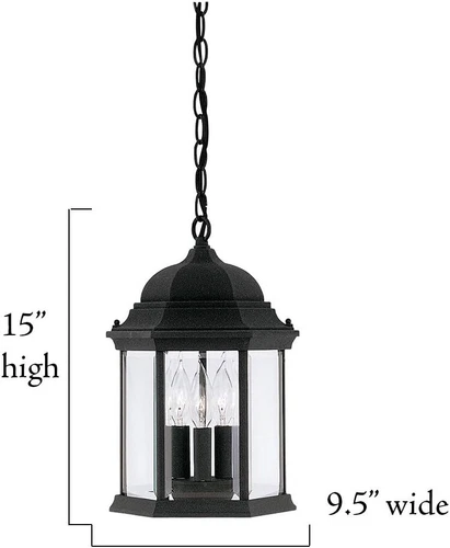 Designers Fountain 2984-BK Devonshire Hanging Lanterns, Black 15in H,  - Picture 4 of 7