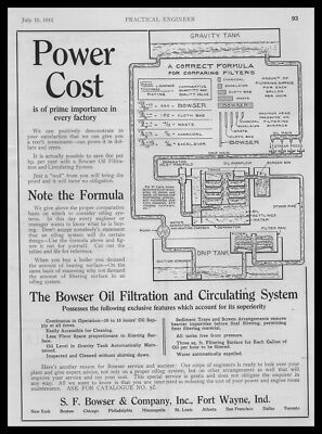 #ad 1912 S.F. Bowser Fort Wayne Indiana Oil Filtration amp; Circulating System Print Ad $9.98