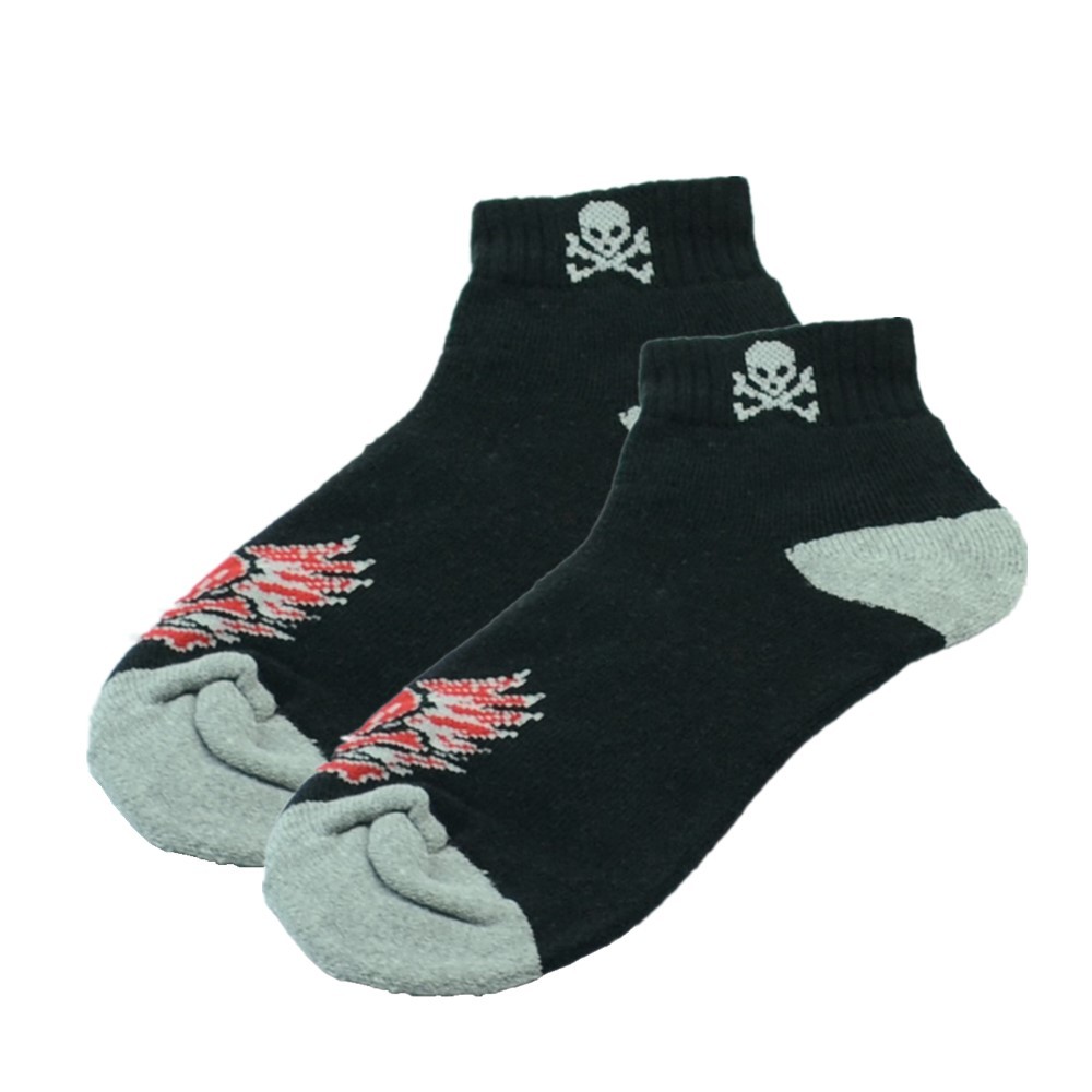 12 Pairs Men's Ankle Socks - Skull Print, Cotton Athletic Socks, Low Cut