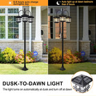 Aluminum Classic Black Solar Lamp Post Lights - 3-Head Waterproof Outdoor Str.