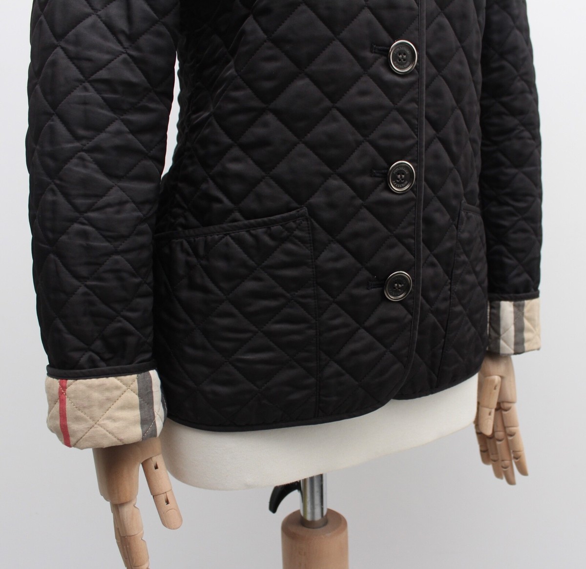 Women's BURBERRY BRIT Quilted Jacket Blazer Black Nova Check