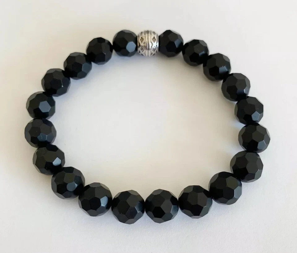 Pulsera de cuentas de ónix facetado Foto 2 de 2