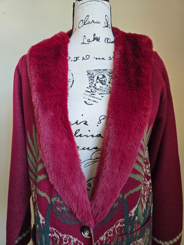 Badgley Mischka Cárdigan Leopardo Largo Mezcla Lana Mujer M Foto 2 de 4