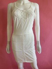 NWT SONGYANG Dress Lace Mesh Stretch Bodycon Mini Pencil Sleeveless White Size S
