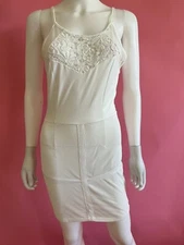 NWT SONGYANG Dress Lace Mesh Stretch Bodycon Mini Pencil Sleeveless White Size S