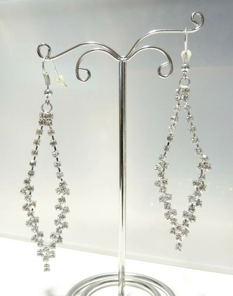 BOUCLES D'OREILLES ARGENTE AVEC STRASS  - Photo 1/1