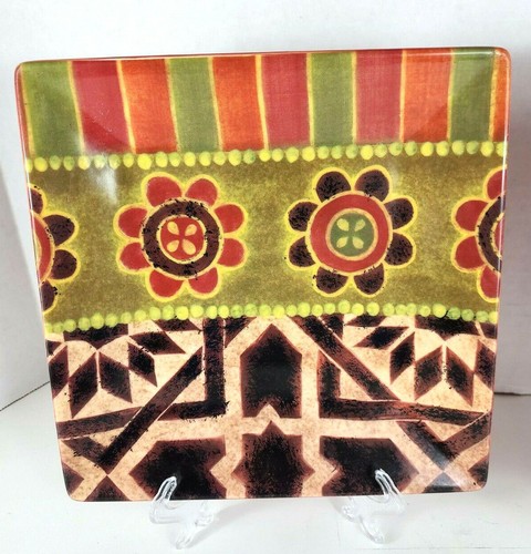 Tabletops Gallery ~ (2) Rio Salad Plates ~ Square 8 1/4" ~ Hand Painted - Picture 3 of 8
