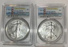 2021 S  Silver Eagle Type 1 and 2 Set FS Struck At San Fran PCGS 70 Bridge Label