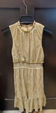 Draper James RSVP Sleeveless Tiered Midi Dress Small Gold Sparkle Womens Party
