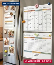 Beautiful Magnetic Dry Erase Calendar Set of 3 - Easy-to-Erase Whiteboard with M