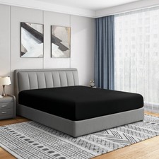 Twin Fitted Sheet Only Soft Microfiber 14 Inch Pocket Fits 12-16 Deep Black