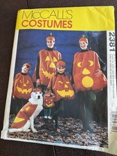 Family Pumpkin Costumes Adult Kids Dolls Dogs Sewing Pattern Uncut