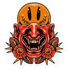 Demon Smiley Face - Vinyl Decal Sticker - Car Window Laptop - ebn12650