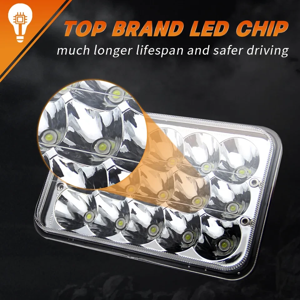 4PCS 4X6" LED Headlights High/Low Sealed Beam H4 for Ford LTL9000 CLT9000 CL9000 - Изображение 4 из 4
