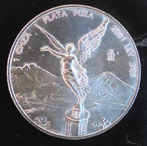 2001 Libertad Mexican Mint Onza Plata Pura TONED Bullion-0.999 Silver 1 Oz Coin