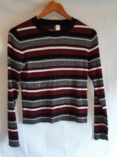 H&M Divided Women’s Long Sleeve Striped Top Size M Black Mix