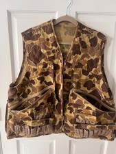Gamehide Duck Camo Hunting Vest Mens Large Zip Pockets Shell Loops Quilted vtg