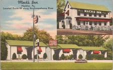 VINTAGE LINEN UNPOSTED POSTCARD MACK'S INN, HECKTON, PA.