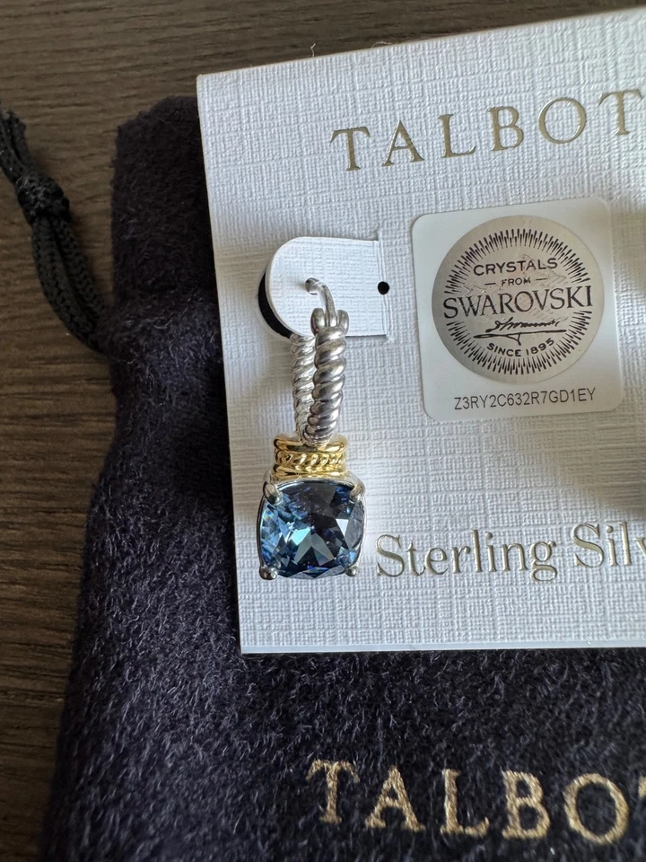 Pendientes Talbot Inc Plata Esterlina Cristal Swarovski Tono Dorado .925 Nuevos con Etiquetas Foto 2 de 3