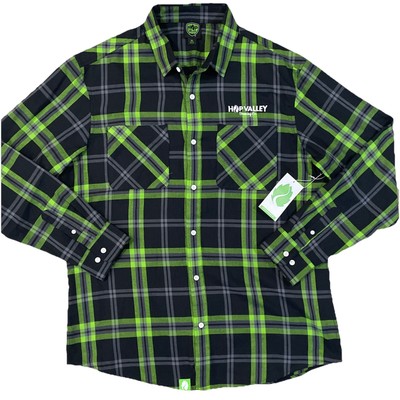 Hop Valley Brewing Co Men Cotton Blend Long Sleeve Plaid Button Up Shirt Size XL