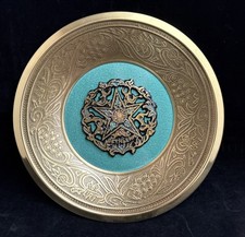 VTG Star of Bethlehem Brass Metal Enamel Wall Hang Dish Plate 7.5&rdquo; Israel