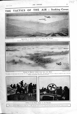 Alter Druck 1917 Kriegsflugzeug C227 Nebelwetter Wolken sucht Abdeckung Bron 20th