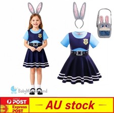 Girls Zootopia Judy Hopps Rabbit Officer Costume Dress Bag Cosplay Book Week