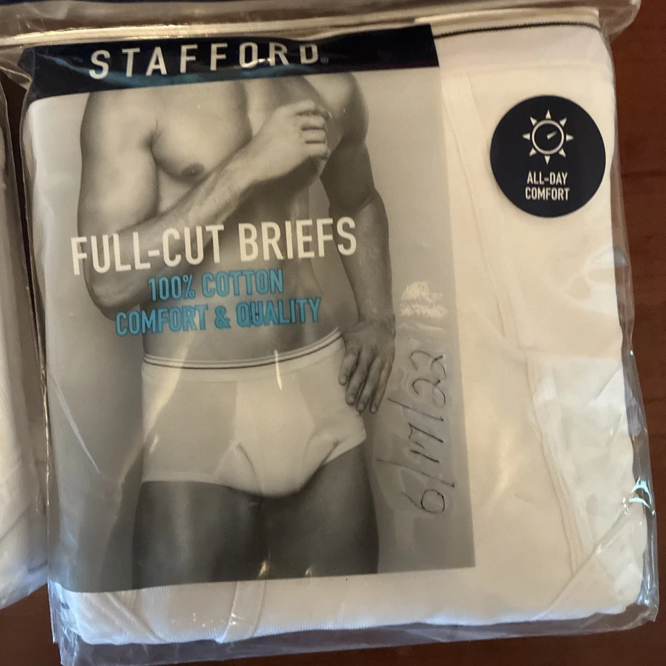 Nuevo paquete de 6 calzoncillos blancos de corte completo Stafford talla 36 nuevos en paquete lote de 100 % algodón Foto 4 de 4