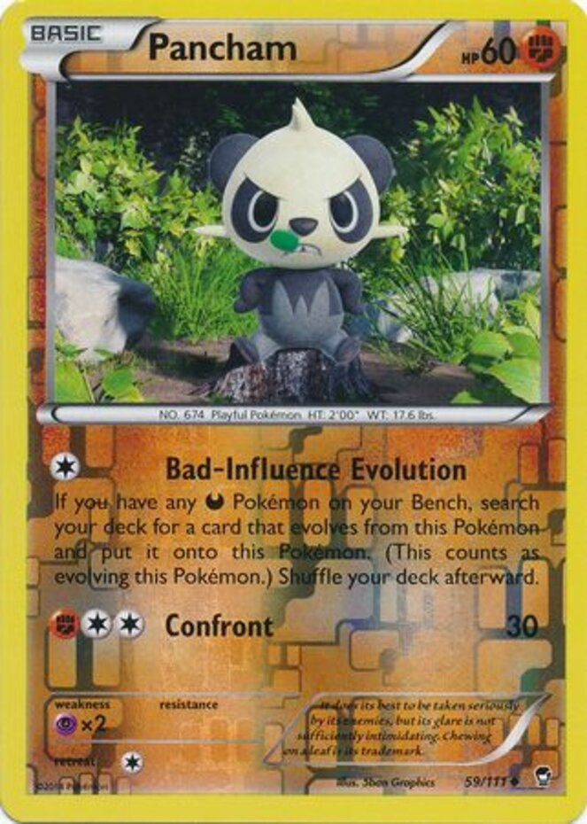 Pokemon - Pancham - 59/111 - Uncommon - Reverse Holo - XY - Furious Fists - NM