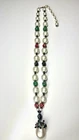HOBE Vtg Faux Pearl Drop Necklace Art Glass Beads Filigree 16” Costume Jewelry