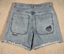 JNCO Twin Cannon Jean Shorts Mens 38 Blue Baggy Streetwear Skater Retro Y2K