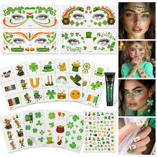 14PCS St Patricks Day Temporary Tattoos Kit  12 Sheets Shamrock Irish Party Tempo