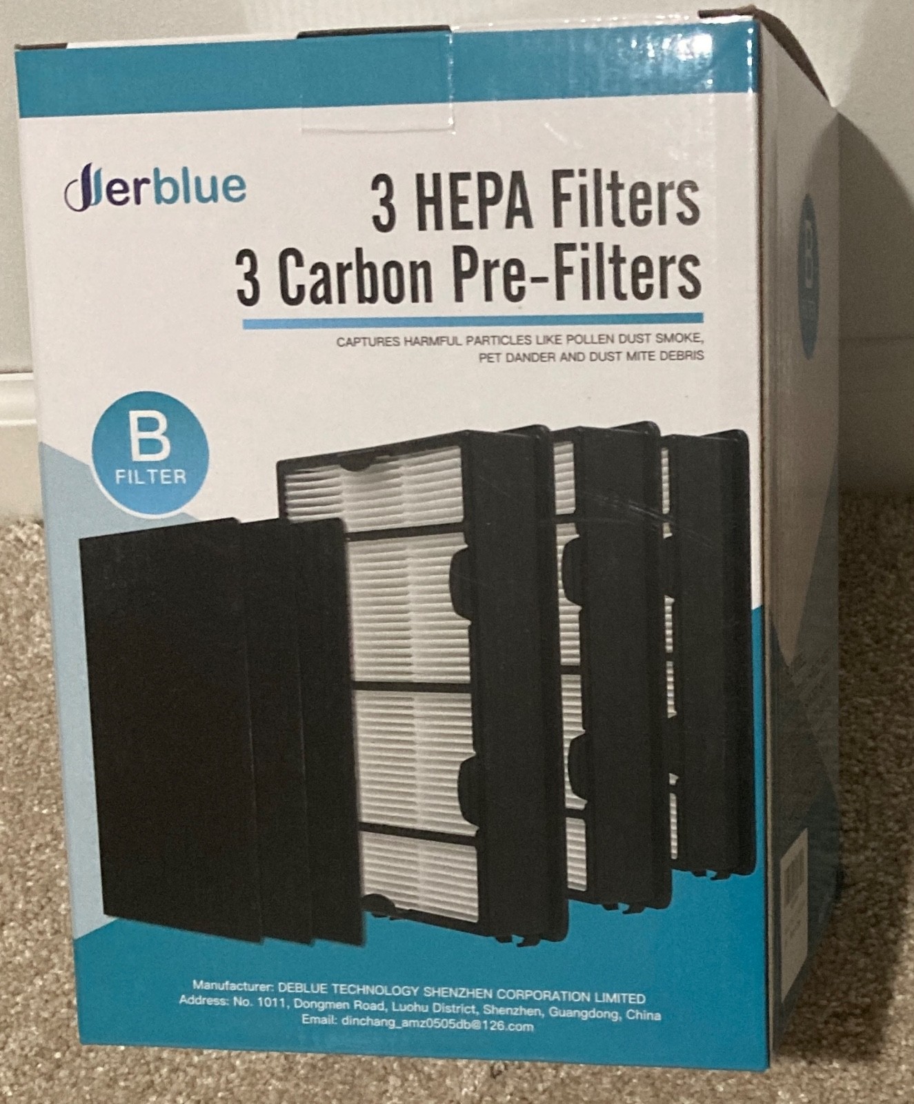Derblue 3-Pack HEPA Filters w/ 3 Carbon Pre-Filters B Filter Fits Holmes Models