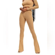 NWT SER•O•YA Brown London Pants Knit Flare High Rise Slight V Waist Size Large