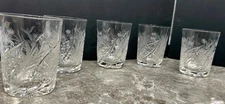 Bohemia Lead Crystal Crystalex Monica Floral Double Old Fashioned Glass 5 set