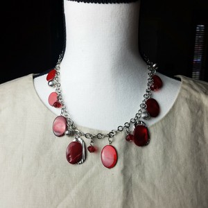 Liz Claiborne Earrings And Jcpenney Necklace Blood Red And Silver