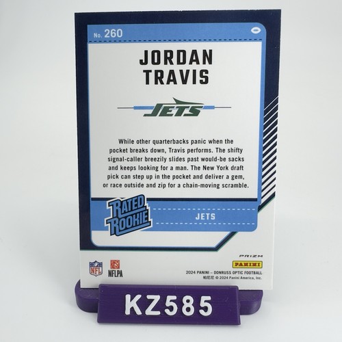 2024 Panini Donruss Optic Jordan Travis Rated Rookie Purple Shock Prizm #260 - Picture 2 of 2