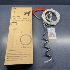 Cooltail 15 Ft Dog Tie Out Cable And Stake For Dogs Up To 125 Lbs New