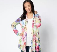 Susan Graver Regular Mesh Cardigan Liquid Knit Tank Set Bloom Small A652793