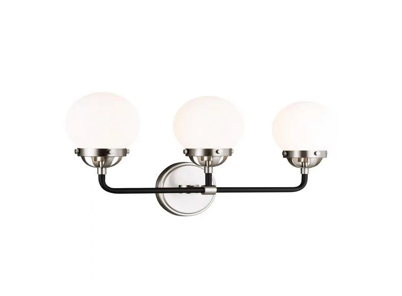 Tocador Sea Gull Café 21,75" 3 luces níquel cepillado con marco negro mate Foto 2 de 4