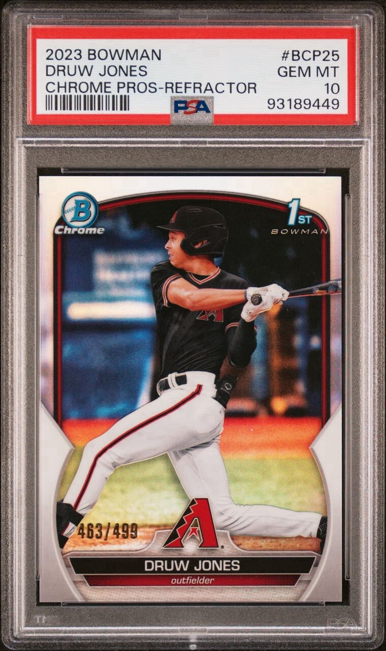 Druw Jones 2023 Bowman Chrome Prospects BCP25 PSA 10 Gem Mint 1st Refractor /499